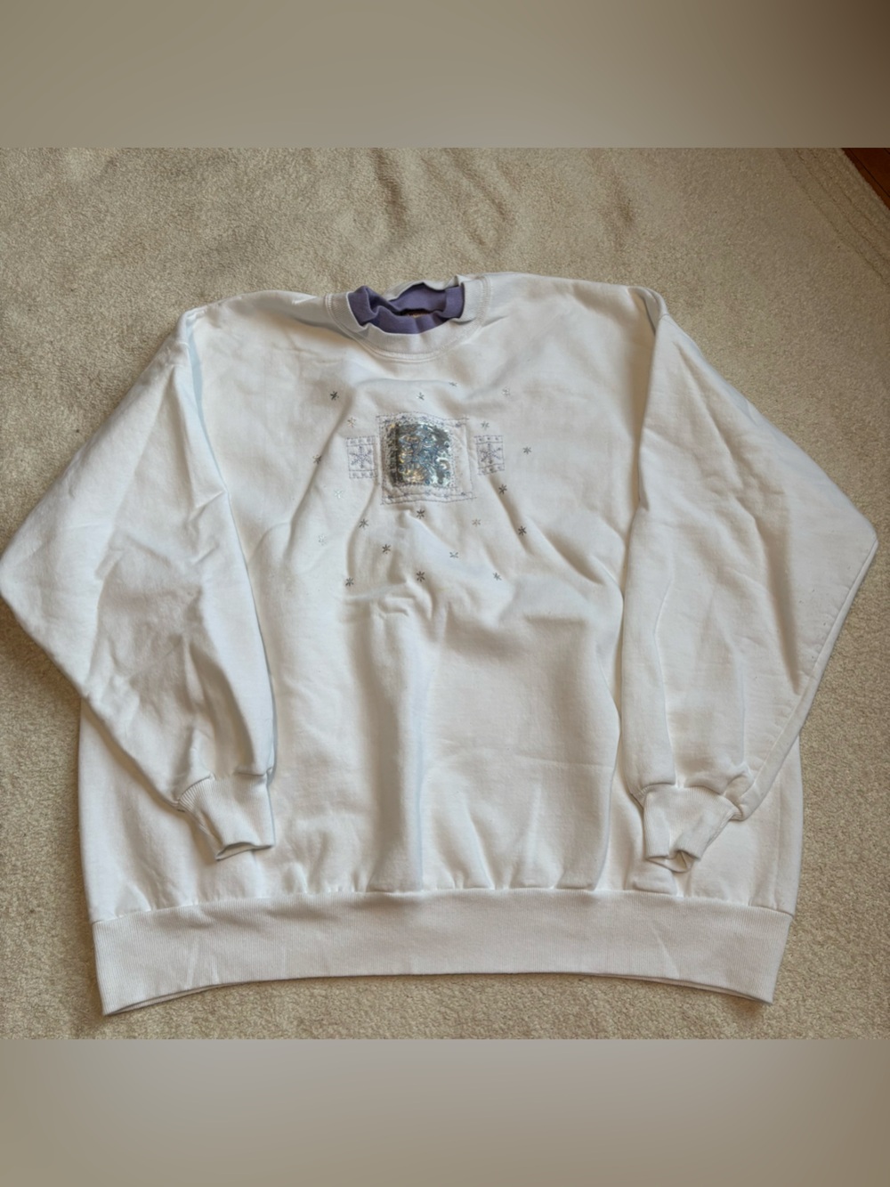 Vintage top stitch sequin double collar crewneck size 2x womens